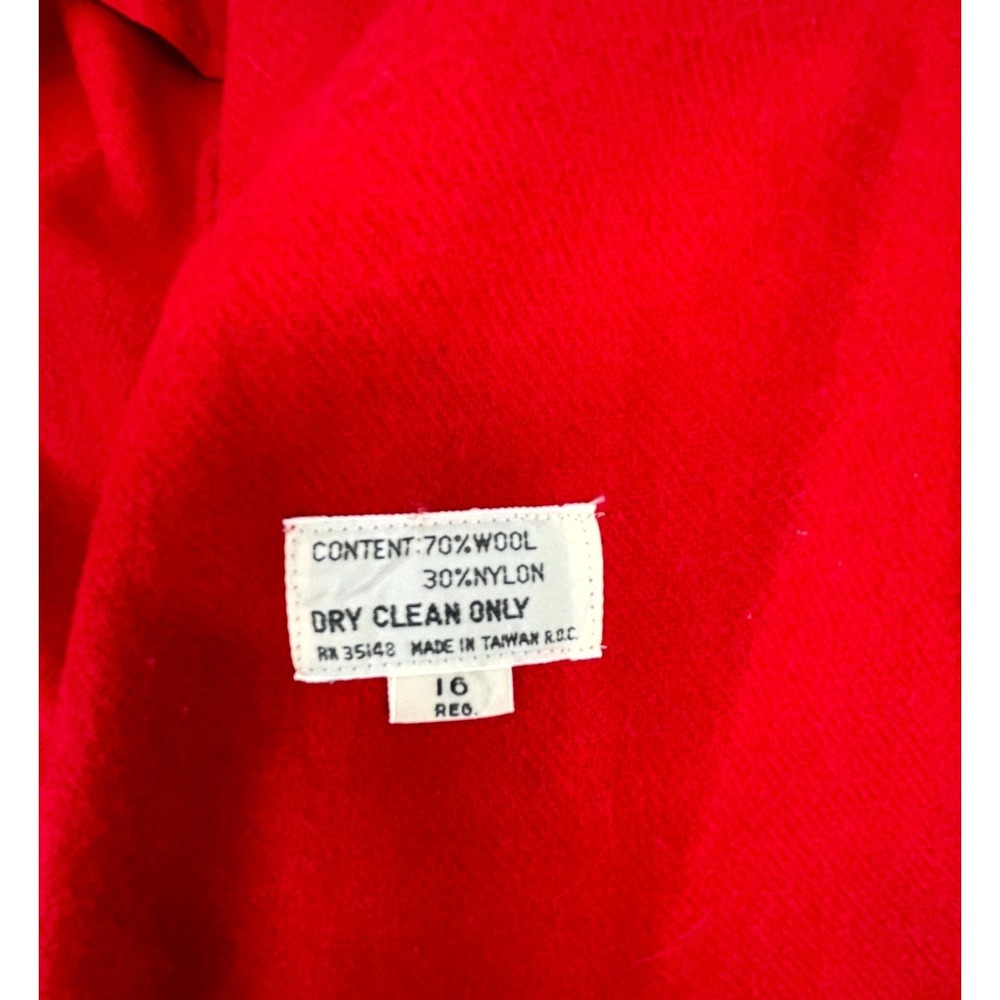 Vintage Misty Harbor Trench Coat Womens 16 Reg Red Lined Cotton Double Breasted - Picture 6 of 13
